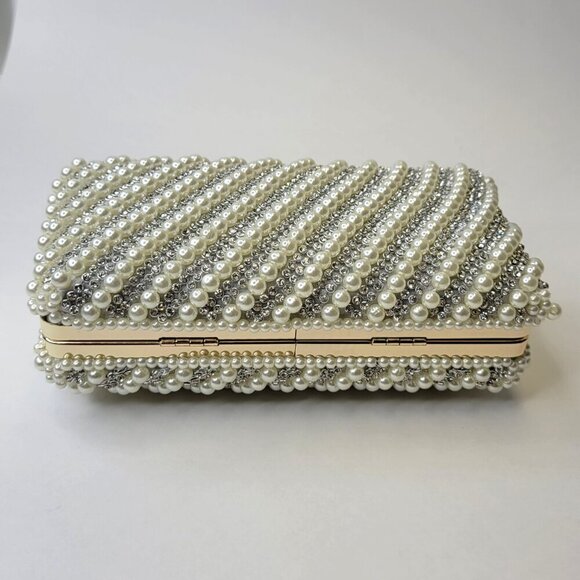 Pearl and Rhinestone Clutch Purse Pearl Evening Bag Pearl Wedding Purse - Picture 11 of 13